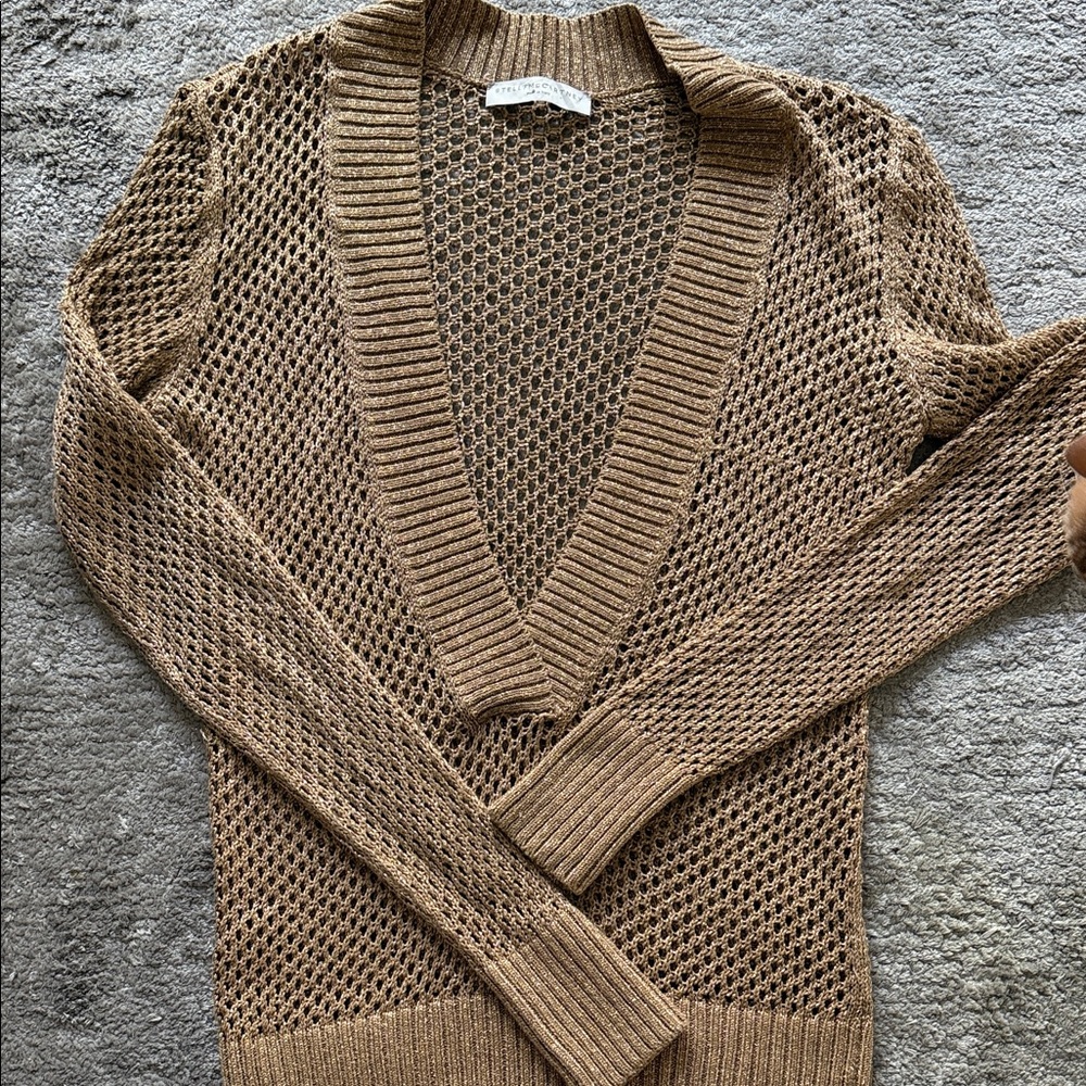 Stella McCartney Tan V-Neck golden Sweater